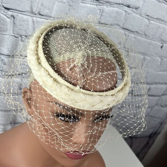 Vintage headband mesh lace cream Union made - Picture 4 of 8